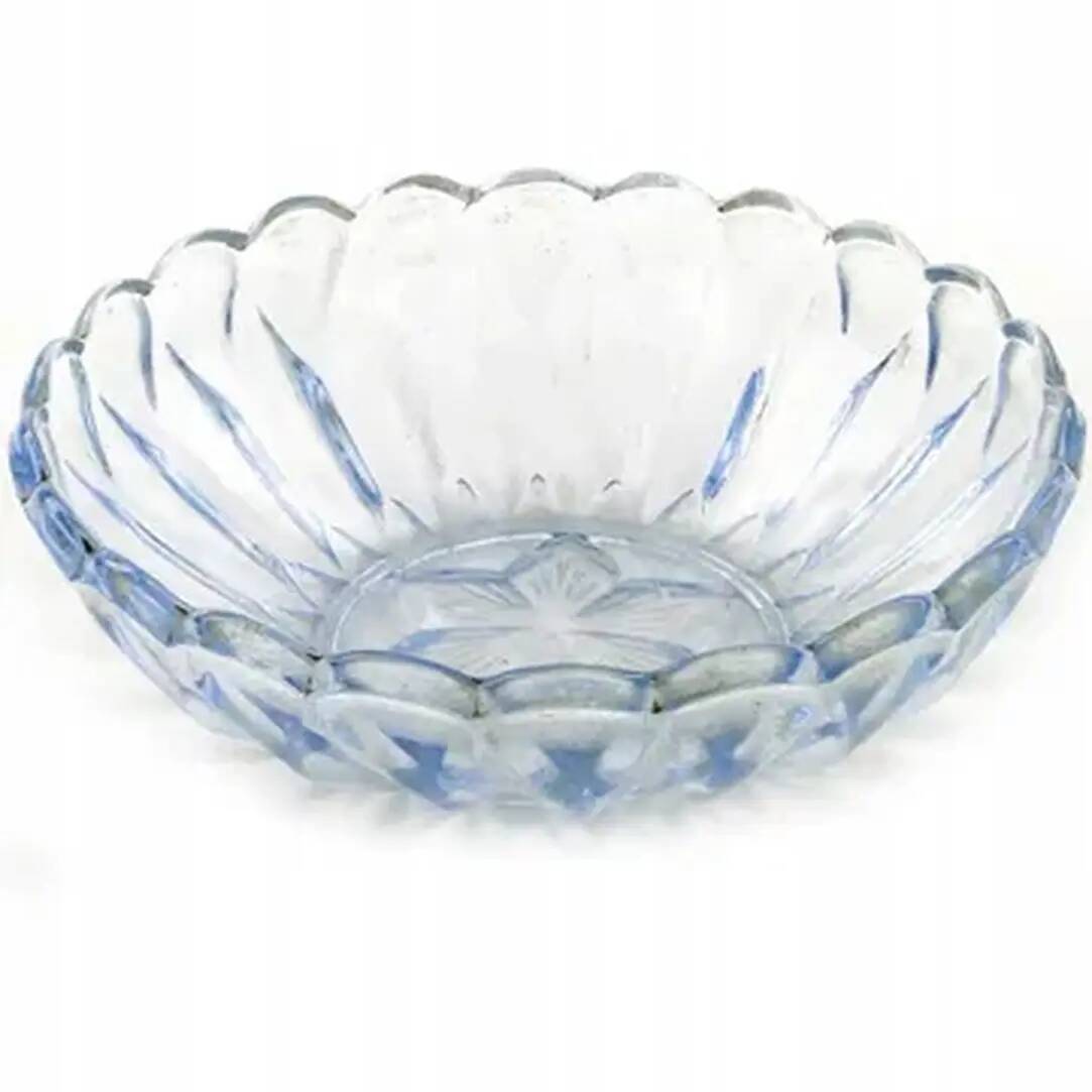 Art Deco bowl, blue glass, Poland, 1950s