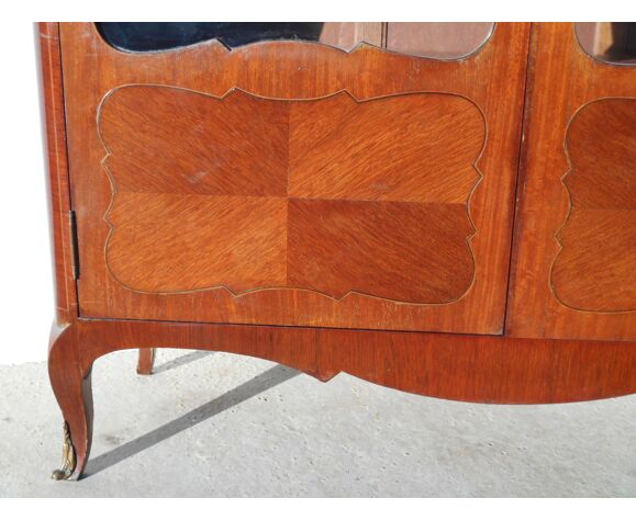 Rosewood marquetry display case and marble plan