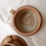 Set of 2 stoneware lunch cups with saucers
