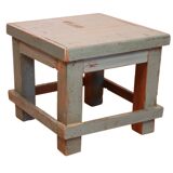 Old workshop bedside table in original blue patina burmese teak
