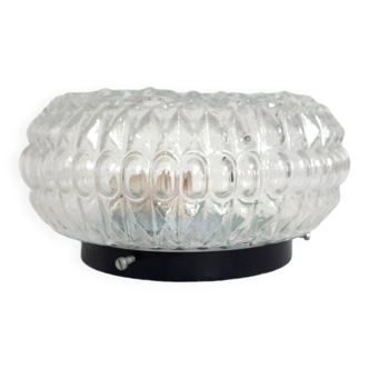 1970s Retro Vintage Ceiling Light / Wall Lamp with Flower Power Design, Cabochons