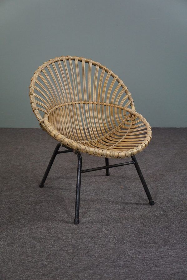 Fauteuil vintage en rotin, Dutch Design, 1960
