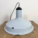 Lampe à suspension industrielle en émail bleu clair, années 1960