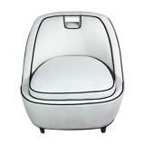 Retro vintage 80's armchair in white velvet with black trim