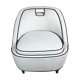 Fauteuil rétro vintage 80's en velours blanc gansé noir