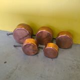 Vintage french 5 piece copper cookware set, from the 1950/60