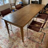 Varnished oak farmhouse table