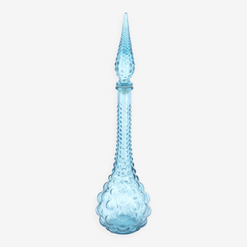 Blue Empoli glass carafe bottle, 1960s