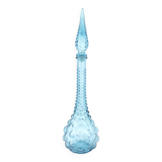 Blue Empoli glass carafe bottle, 1960s