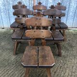6 brutalist chairs in solid oak