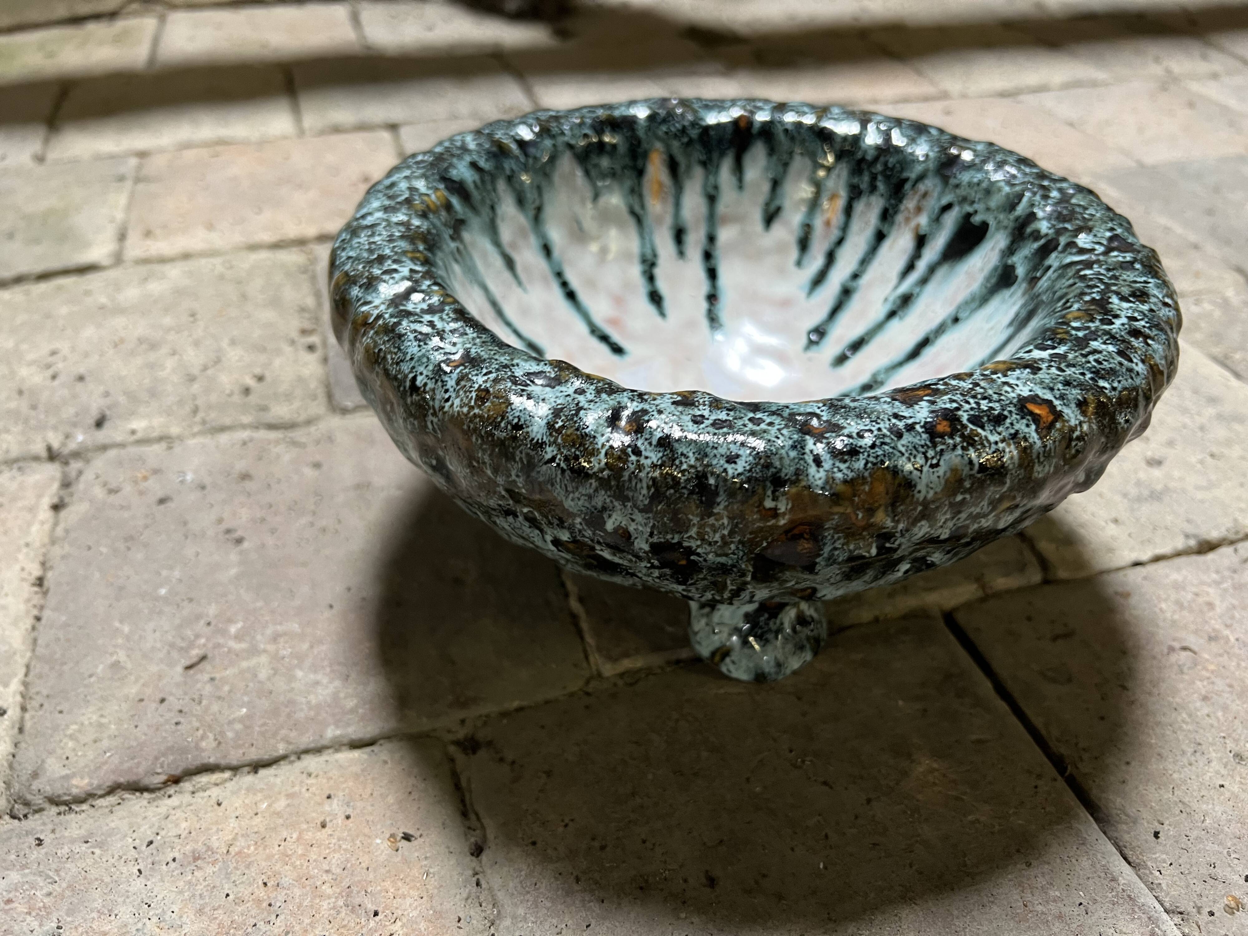 Glazed ceramic bowl / bowl – brutalist vintage crafts