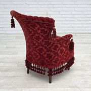 1950s, Danish armchair, furniture velour, beech wood legs.