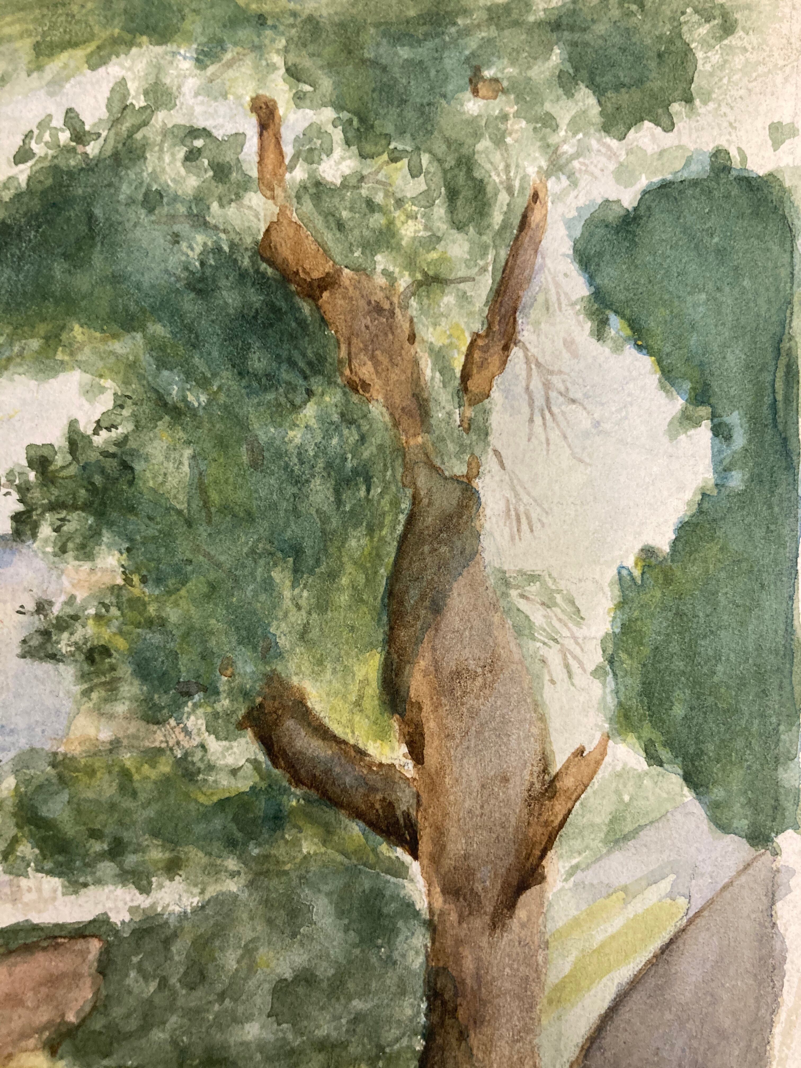 Aquarelle paysage vintage