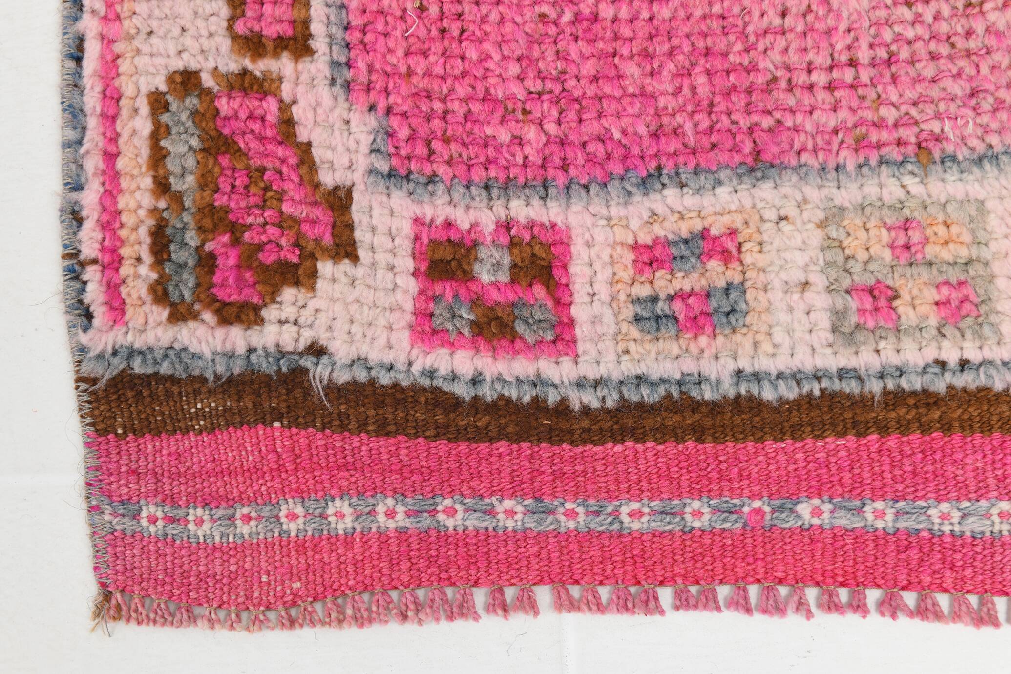 Soft Pink Turkish Vintage Runner Rug, 93x335Cm