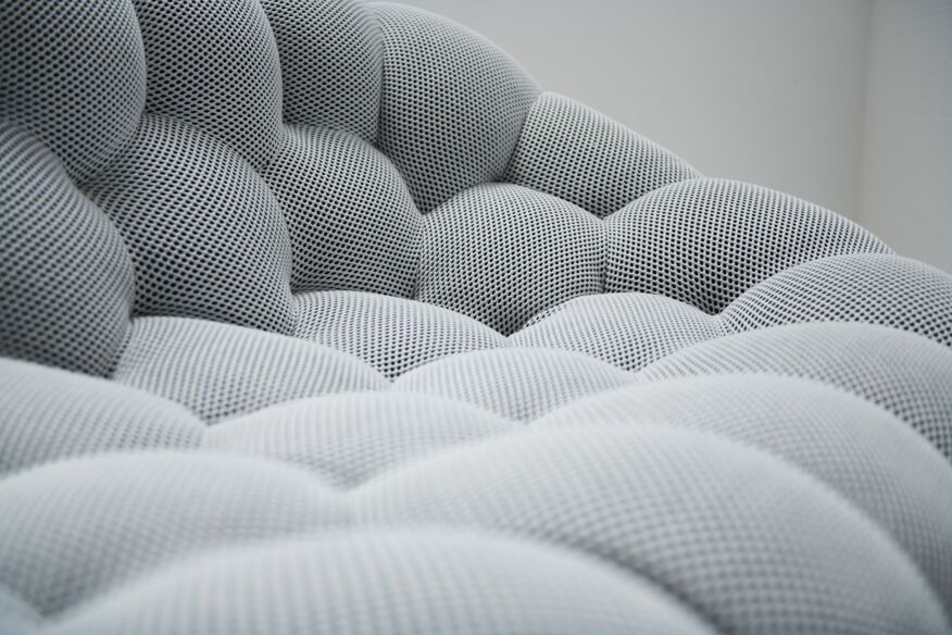 Bubble sofa in grey fabric by Sasha Lakic for Roche Bobois France | Selency