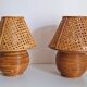 Paire lampes de chevet  cannage