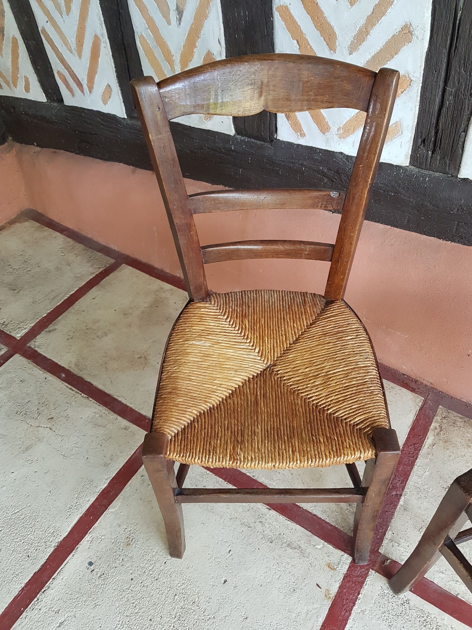 Pair of wooden straw chair 1900