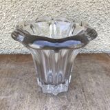 Vintage 1970s Crystal Molded Flower Vase