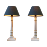 Pair of Napoleon III-style lamps, white and gold, 70s
