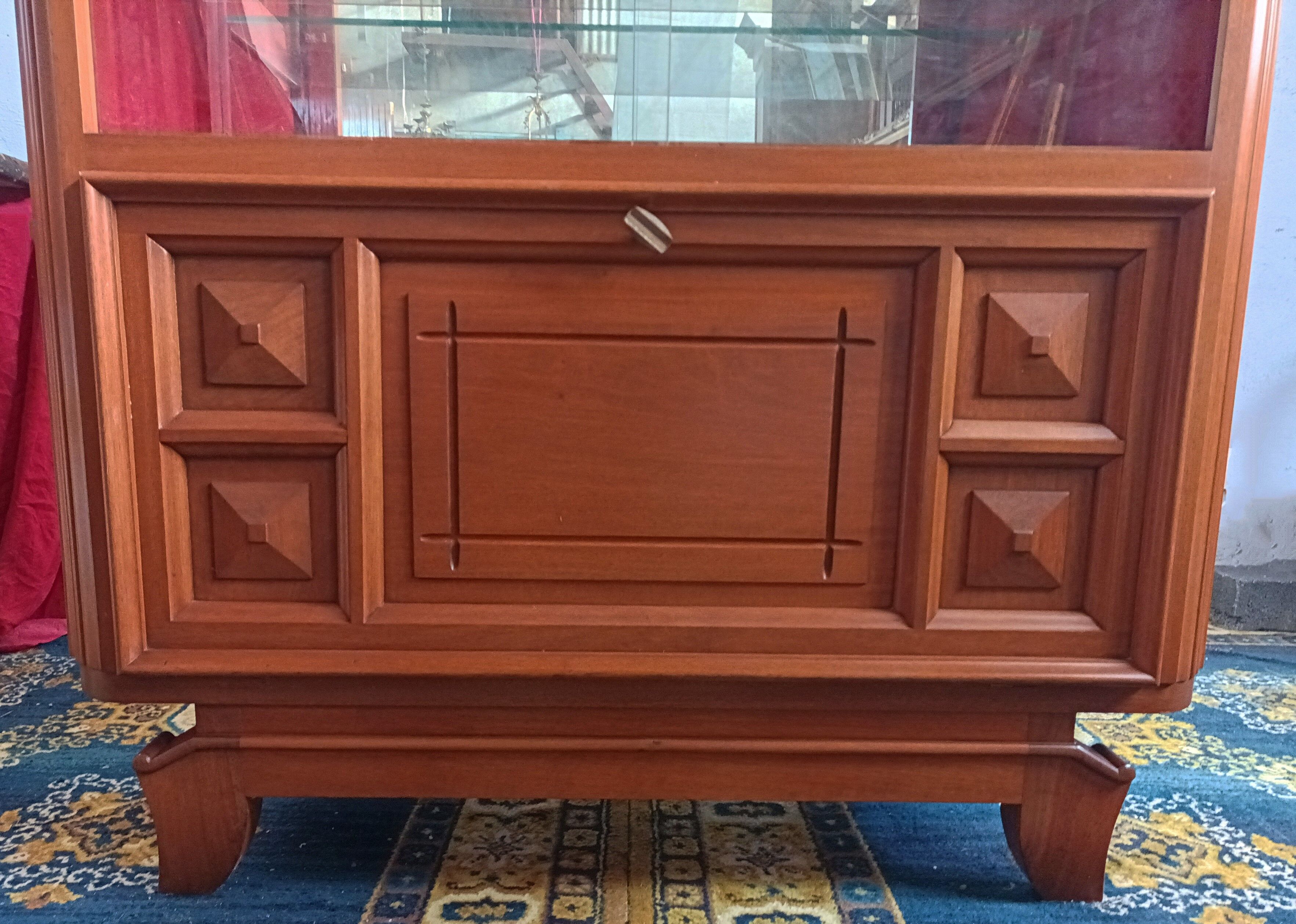 Art deco walnut display cabinet