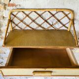 Vintage rattan wall shelf with storage, Circa 60