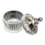 1960s pot with lid (fleur de sel..) ribbed transparent glass