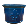Cache pot bleu avec fleur de lys