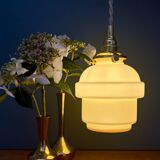 Vintage globe pendant light in pale yellow opaline glass