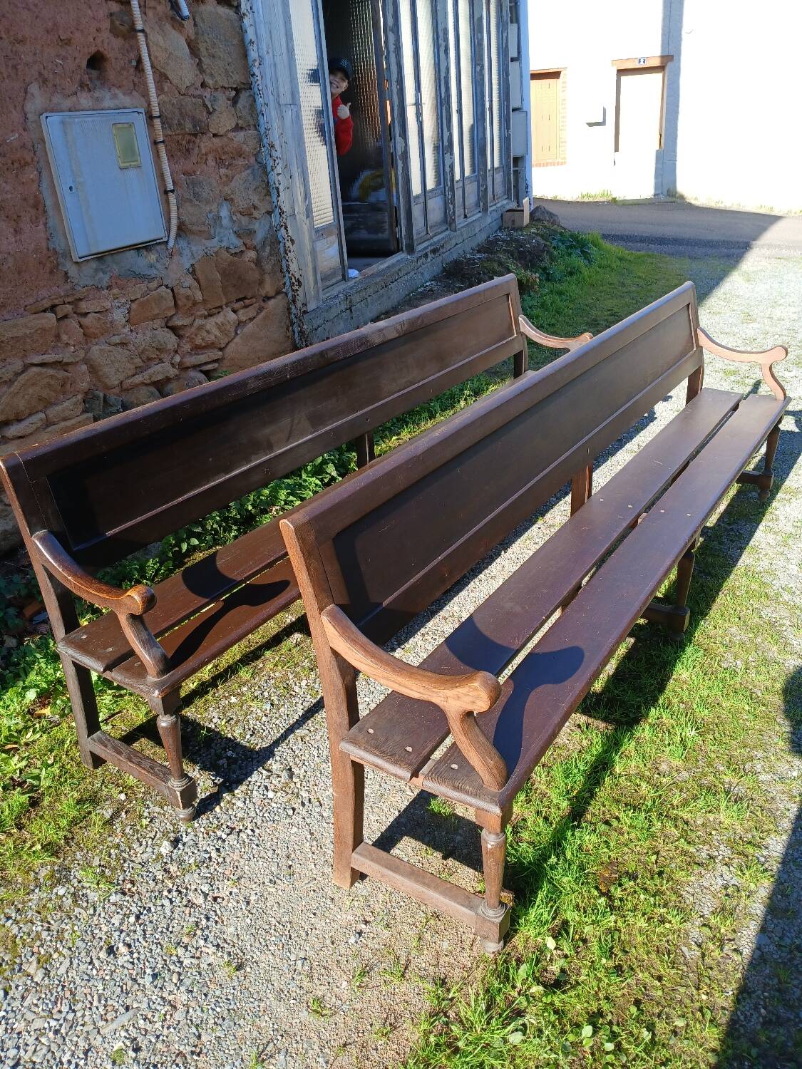 Pair of antique church pews