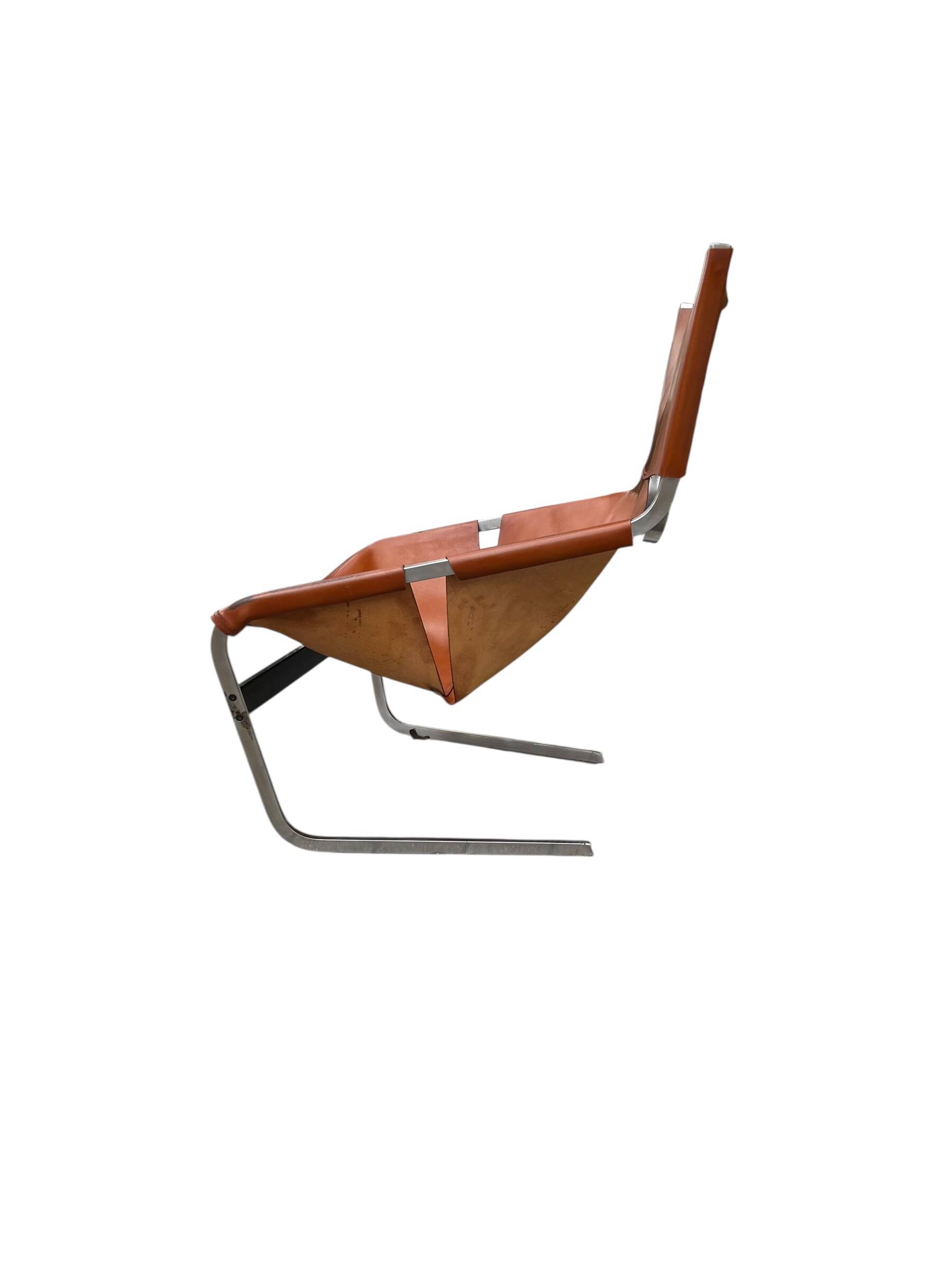 F444 lounge chair in cognac leather by Pierre Paulin for Artifort