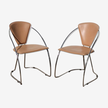 Arrben nude and chrome chairs