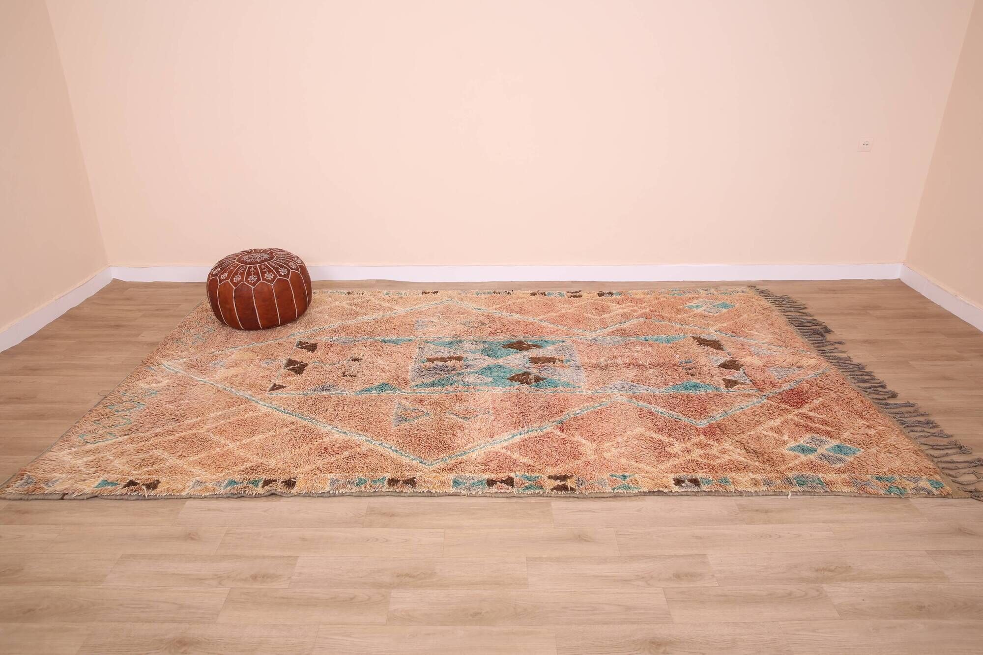 Terracotta Vintage Moroccan Rug 192 x 322 cm, Berber Handmade Wool Rug Boho