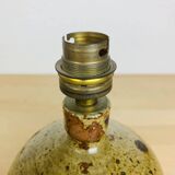 Pyrite stoneware ball lamp with vintage wool lampshade