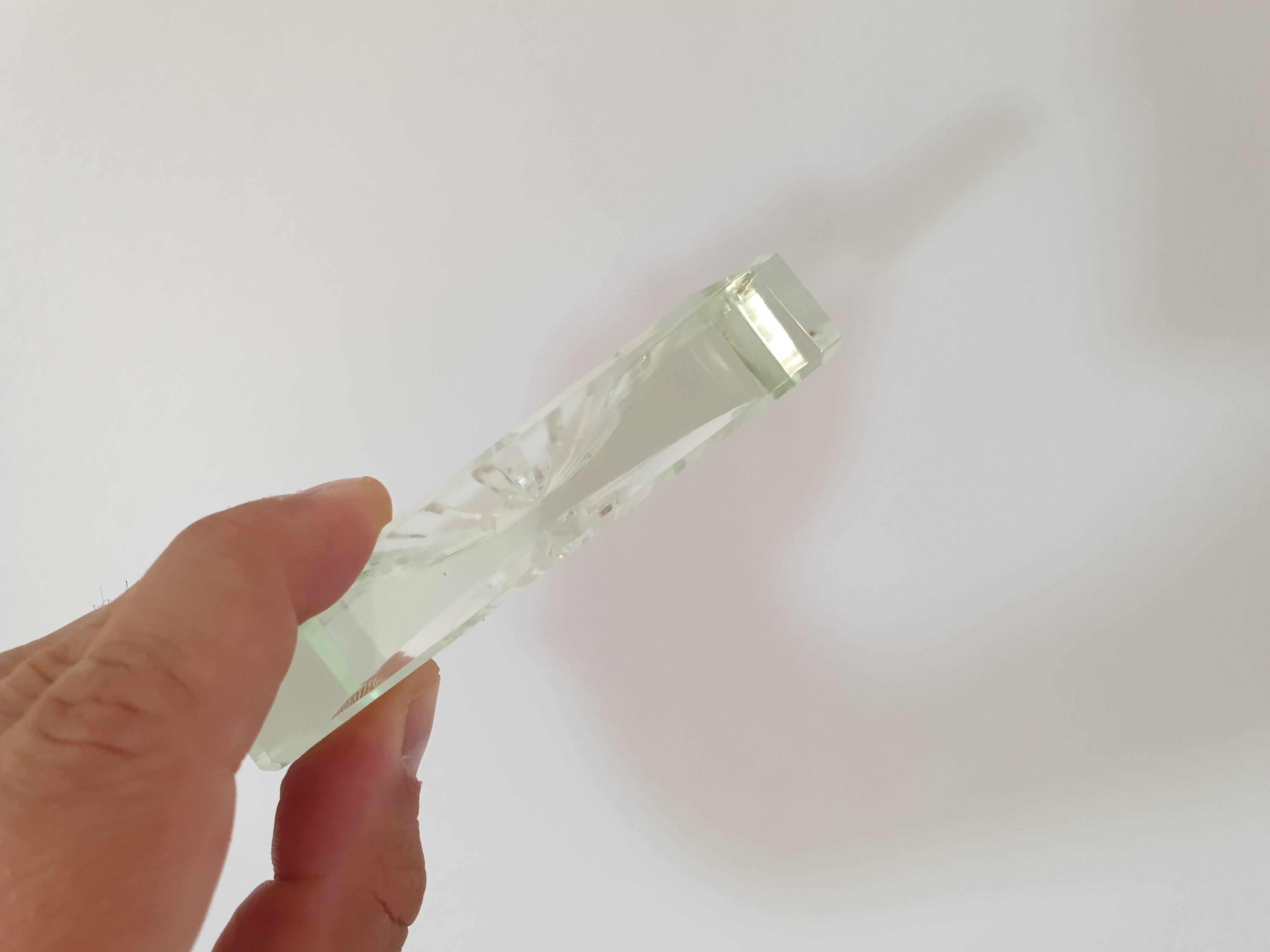 Cendrier carré plat motifs géométriques design en verre de cristal - Vintage