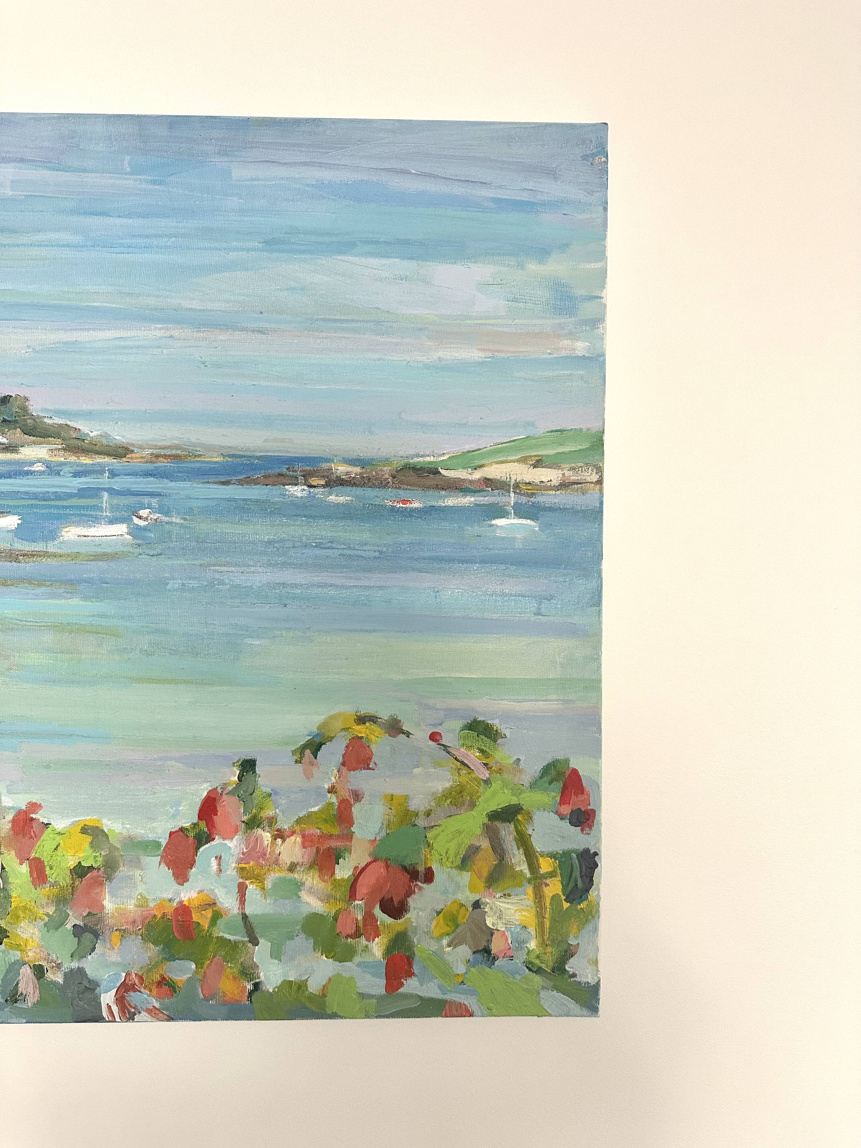 Huile sur toile paysage de port fleuri