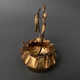 Golden metal basket Napoleon III 19th century foliage decoration religious medallion