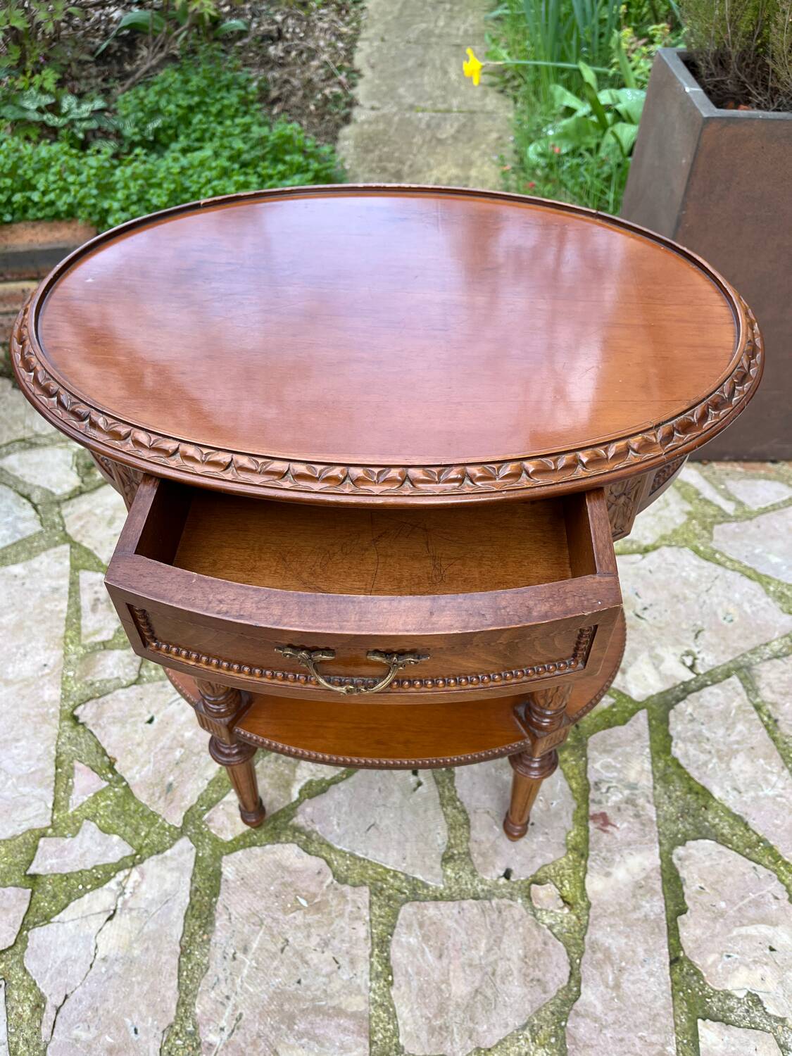Small carved wooden table