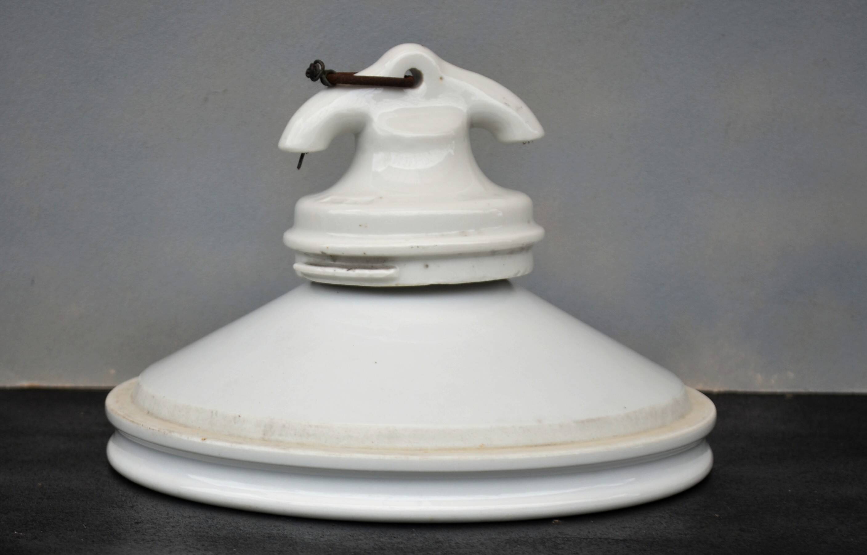 Early 1900 Industrial Mount Light Industrial Ceiling Porcelain Ceramic Lamp