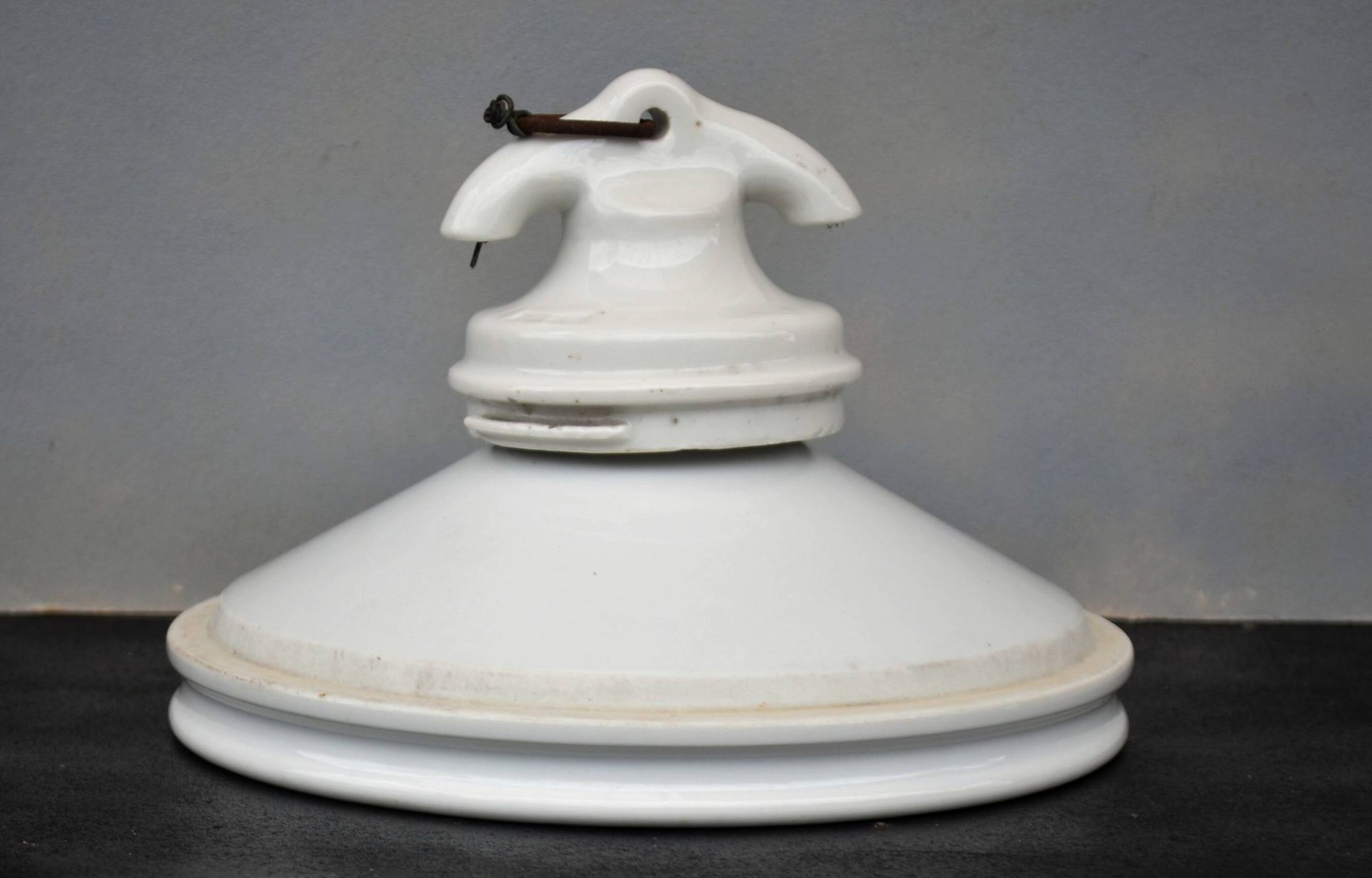 Early 1900 Industrial Mount Light Industrial Ceiling Porcelain Ceramic Lamp