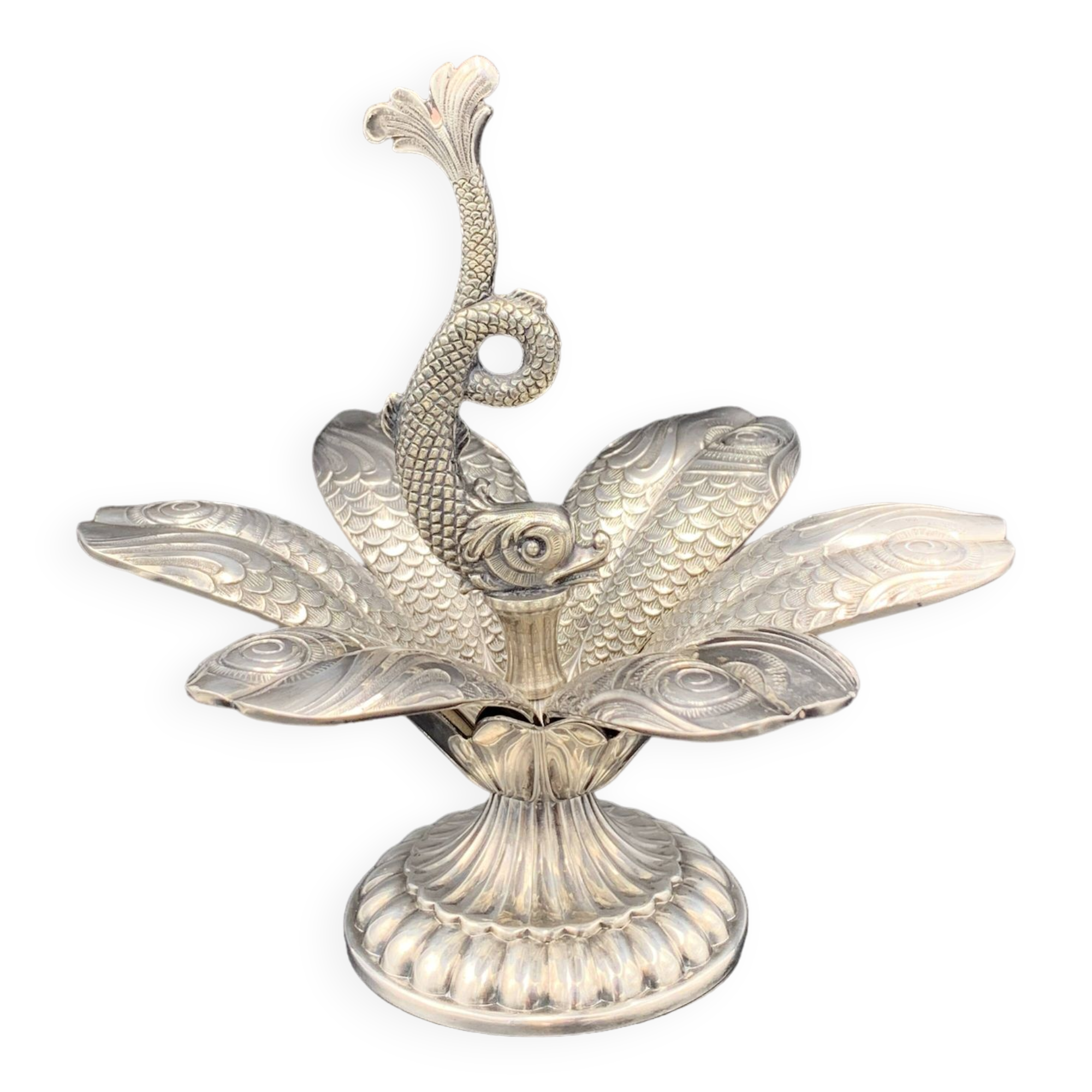 Fleuron - Christofle - Vintage caviar spoon display "Flower of Poseidon" in silver metal