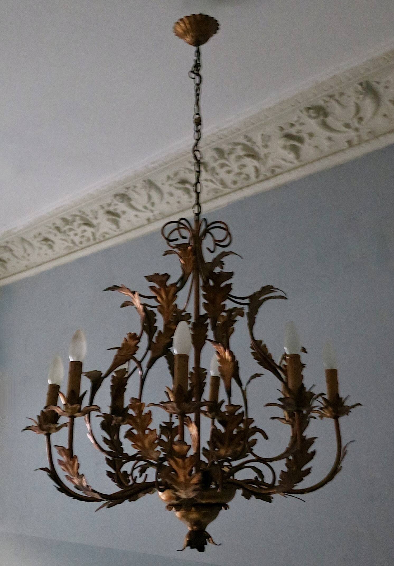 Large mid century gold plated chandelier by Hans Kögl, 1960s