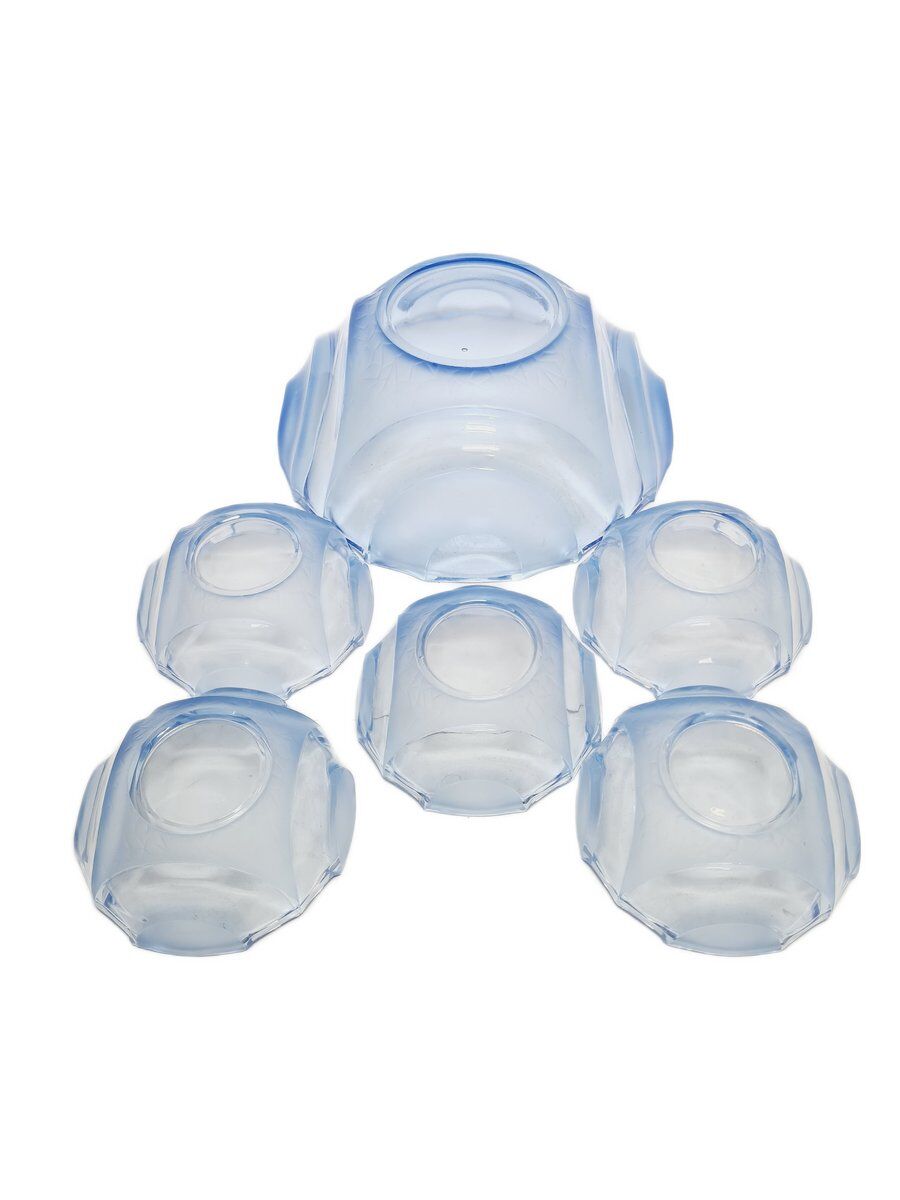 Art Deco uranium dessert service from Niemen Glassworks, Poland, 1930s, set of 6
