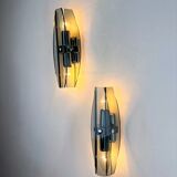 Pair of Veca wall sconces, black Murano glass, Italy, 1970s