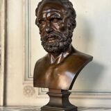 Bronze bust representing a philosopher after the Antique, 19th century, foundry Luppens.