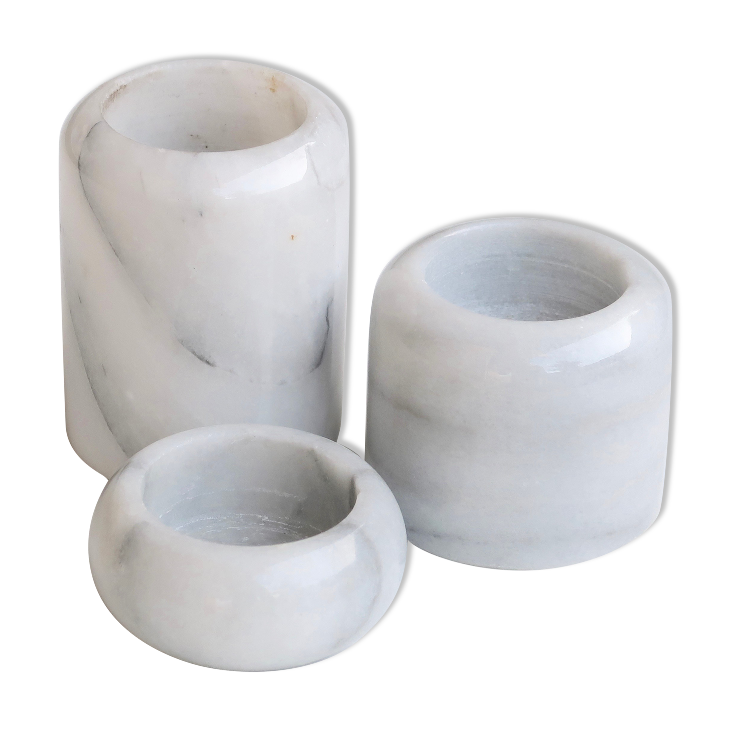 Trio of marble candle holders, 80s