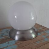 White opaline metal globe ceiling light