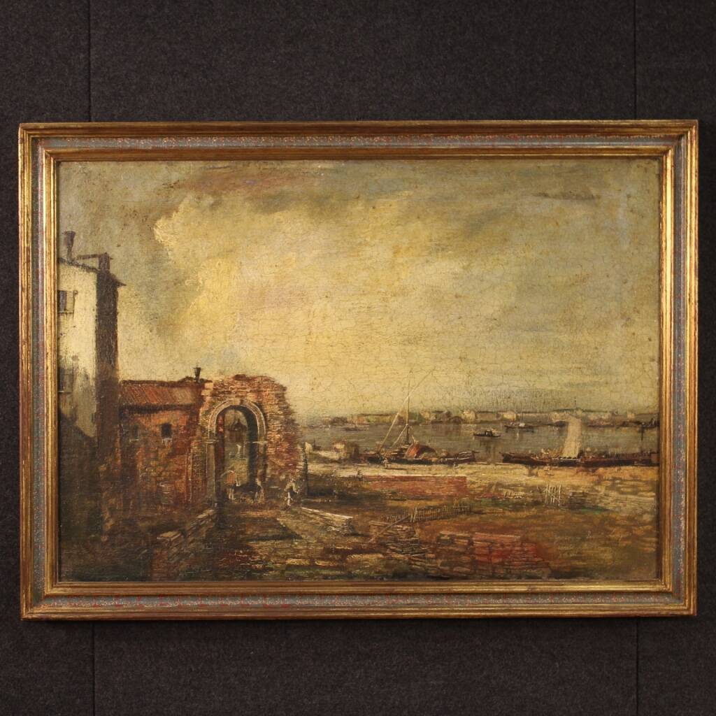 Italian seascape painting oil on canvas