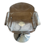 Plexiglas armchair with steel base from the 90s