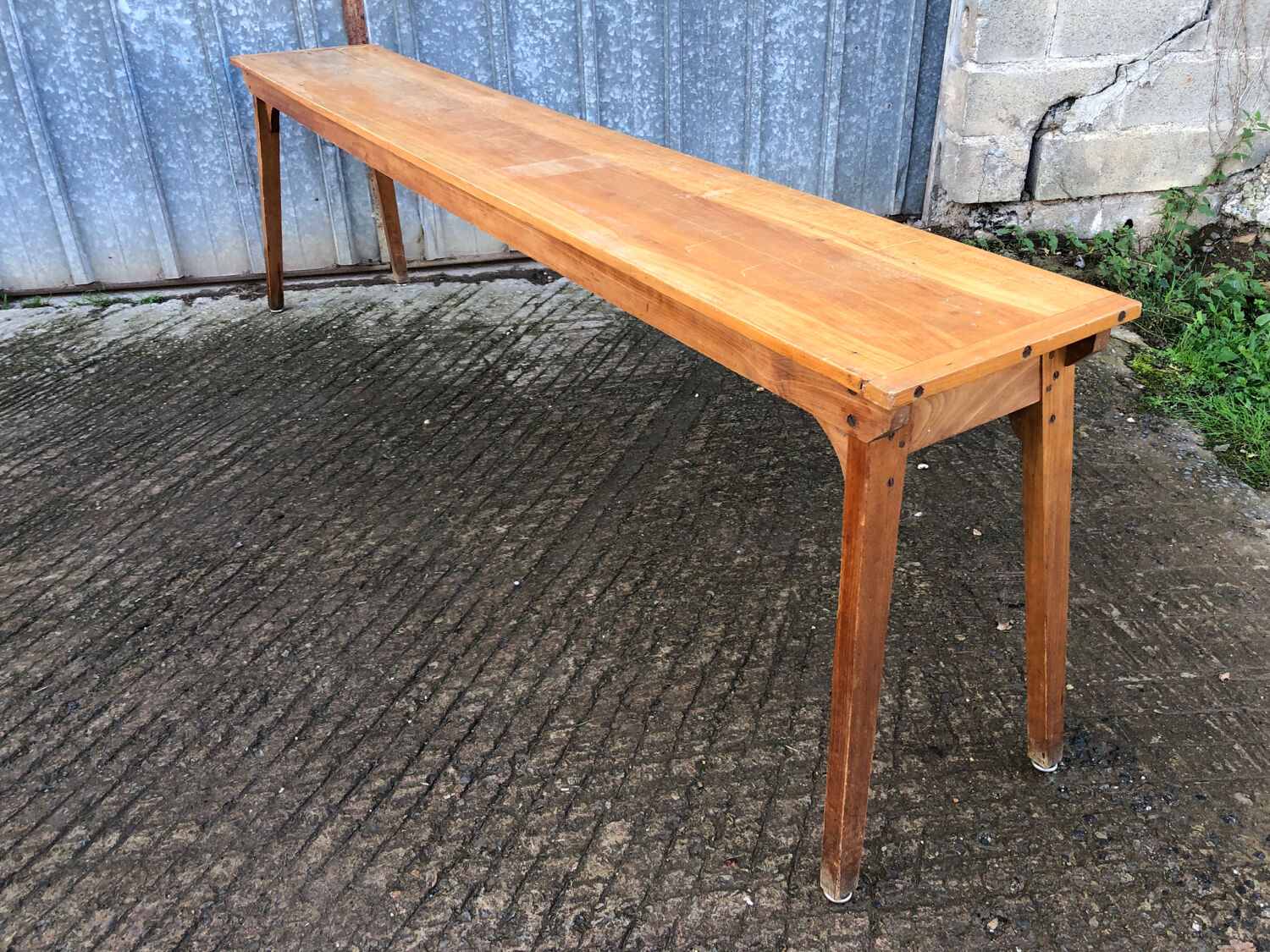 Table console vintage en hêtre massif