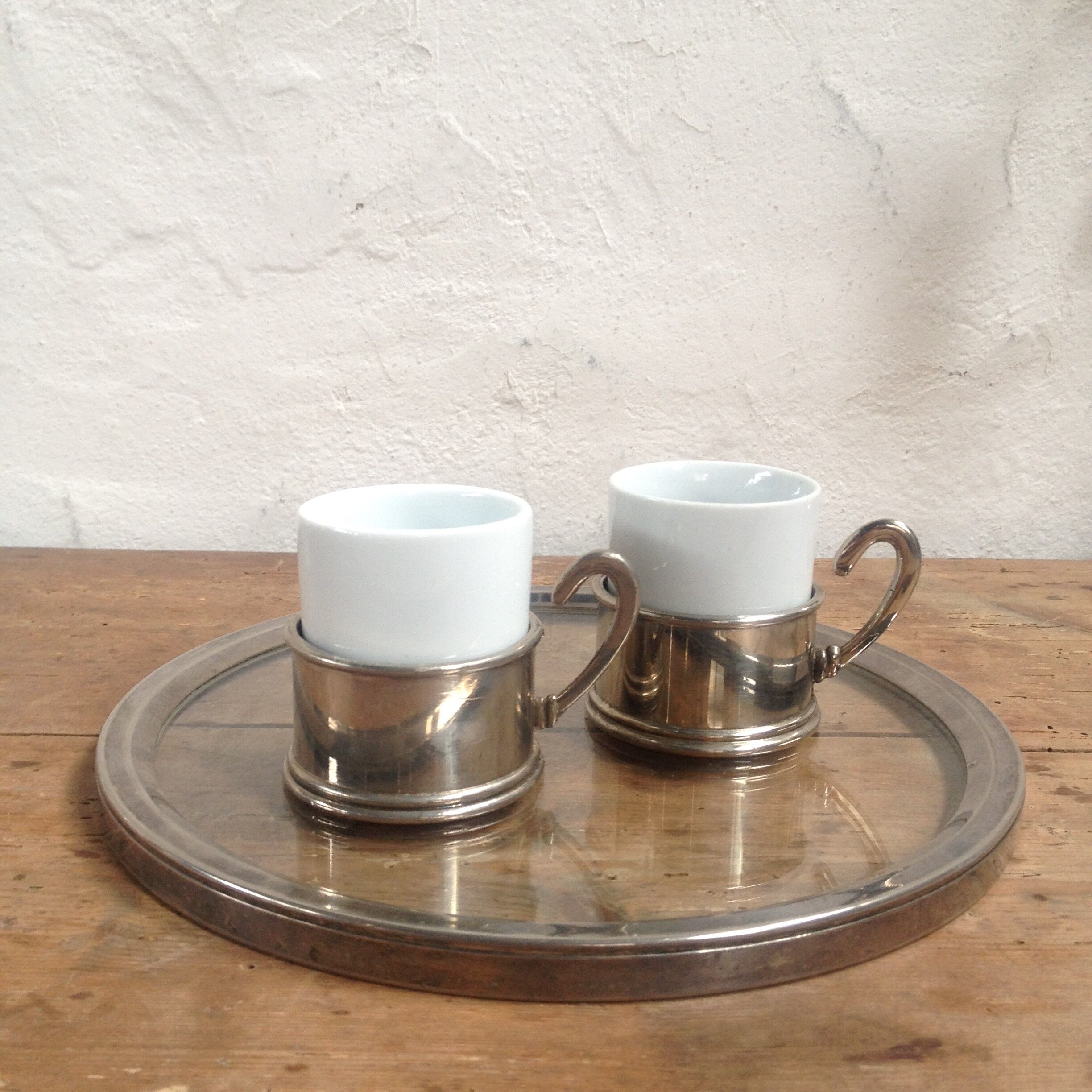 Glass and silver metal tray